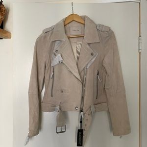 Blank NYC Genuine Suede Moto Jacket - Sand